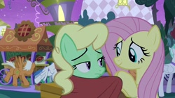 Size: 1920x1080 | Tagged: safe, screencap, character:apple honey, character:emerald green, character:feather flatterfly, character:fluttershy, character:green gem, species:earth pony, species:pegasus, species:pony, episode:the summer sun setback, g4, my little pony: friendship is magic, apple family member, female, male, mare, stallion