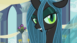 Size: 992x558 | Tagged: safe, screencap, character:queen chrysalis, species:changeling, episode:a canterlot wedding, g4, my little pony: friendship is magic, bedroom eyes, changeling queen, female, solo