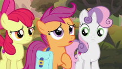 Size: 1920x1080 | Tagged: safe, screencap, character:apple bloom, character:scootaloo, character:sweetie belle, species:pegasus, species:pony, episode:the last crusade, g4, my little pony: friendship is magic, cutie mark crusaders