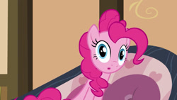 Size: 853x480 | Tagged: safe, screencap, character:pinkie pie, species:pony, episode:pinkie apple pie, g4, my little pony: friendship is magic, :o, faec, looking at you, open mouth