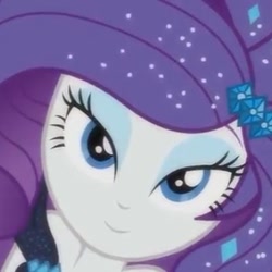 Size: 500x500 | Tagged: safe, screencap, character:rarity, episode:the other side, g4, my little pony:equestria girls, beautiful, clothing, cropped, eyeshadow, female, glitter, gloves, lidded eyes, makeup, smiling, solo, style