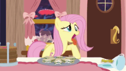 Size: 1280x720 | Tagged: safe, screencap, character:discord, character:fluttershy, species:draconequus, species:pegasus, species:pony, episode:discordant harmony, g4, my little pony: friendship is magic, animated, cute, discord's house, faec, female, male, mare, out of context, shyabetes, silly, silly pony, sound, tongue out, transparent, webm