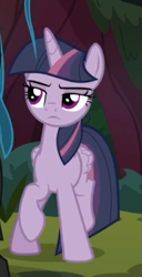Size: 263x514 | Tagged: safe, screencap, character:mean twilight sparkle, species:pony, episode:the mean 6, g4, my little pony: friendship is magic, cropped, lidded eyes, raised hoof, solo
