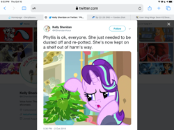 Size: 2048x1536 | Tagged: safe, screencap, character:phyllis, character:starlight glimmer, species:pony, species:unicorn, derpibooru, episode:a horse shoe-in, g4, my little pony: friendship is magic, season 9, baby talk, blog, browser, cabinet, cartoon, chair, concerned, cooing, cute, dated, desk, female, glass, good end, guidance counselor, kelly sheridan, lidded eyes, mare, meta, microphone, microphone stand, motherly, motherly love, october, open mouth, plant, potted plant, response, rock, scroll, shelves, starlight's office, talking, time, twitter, updated, voice actor, yandex