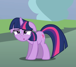 Size: 705x627 | Tagged: safe, screencap, character:twilight sparkle, character:twilight sparkle (unicorn), species:pony, species:unicorn, episode:magic duel, g4, my little pony: friendship is magic, cropped, floppy ears, solo, sweat, tired