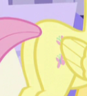 Size: 126x139 | Tagged: safe, screencap, character:fluttershy, episode:the last laugh, g4, my little pony: friendship is magic, butt, butt only, close-up, closed wing, cropped, flutterbutt, picture for breezies, plot