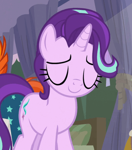Size: 423x481 | Tagged: safe, screencap, character:starlight glimmer, species:pony, species:unicorn, episode:student counsel, animated, cropped, cute, eyes closed, female, gif, glimmerbetes, headbob, mare, smiling, solo