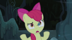 Size: 1280x720 | Tagged: safe, screencap, character:apple bloom, episode:bloom and gloom, g4, my little pony: friendship is magic, animated, bow, dark, dream, eyes closed, forest, glowing eyes, glowing mouth, good trick, leaves, moon, nightmare, rotating, rotation, scared, scary, shadow, shadow bloom, sound, spinning, spooky, talking, webm, window