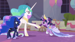 Size: 1280x720 | Tagged: safe, screencap, character:applejack, character:fluttershy, character:pinkie pie, character:princess celestia, character:princess luna, character:rainbow dash, character:rarity, character:spike, character:starlight glimmer, character:twilight sparkle, character:twilight sparkle (alicorn), species:alicorn, species:dragon, species:earth pony, species:pegasus, species:pony, species:unicorn, episode:the last problem, g4, my little pony: friendship is magic, animated, clothing, coronation dress, dress, eyes closed, feels, female, group hug, hug, male, mane seven, mane six, mare, second coronation dress, smiling, sound, webm, winged spike, winghug