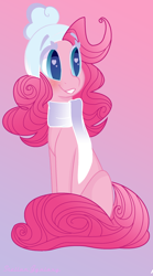 Size: 1432x2568 | Tagged: safe, artist:lolepopenon, artist:xsugarcrystalx, character:pinkie pie, species:pony, art theft, clothing, heart eyes, scarf, solo, trace, wingding eyes, winter cap