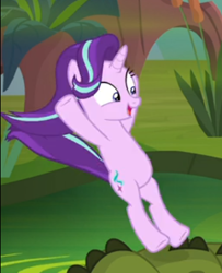 Size: 336x414 | Tagged: safe, screencap, character:starlight glimmer, species:pony, species:unicorn, episode:on the road to friendship, belly, bipedal, chubby, cropped, cute, female, glimmerbetes, happy, hooves in air, mare, open mouth, solo
