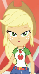 Size: 443x828 | Tagged: safe, screencap, character:applejack, episode:constructive criticism, g4, my little pony:equestria girls, constructive criticism: rainbow dash, cropped, faec, great moments in animation, solo