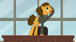 Size: 1920x1080 | Tagged: safe, screencap, character:cheese sandwich, species:earth pony, species:pony, episode:the last laugh, g4, my little pony: friendship is magic, clothing, male, solo, stallion, sweater, turtleneck