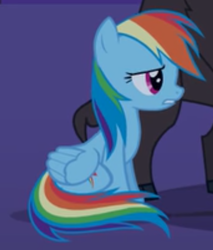 Size: 385x451 | Tagged: safe, screencap, character:rainbow dash, species:pegasus, species:pony, episode:over a barrel, g4, my little pony: friendship is magic, cropped, cute, dashabetes, female, mare, sitting, solo focus, worried