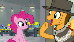 Size: 1920x1080 | Tagged: safe, screencap, character:boneless, character:cheese sandwich, character:pinkie pie, species:earth pony, species:pony, episode:the last laugh, g4, my little pony: friendship is magic, background pony, boneless 2, female, giggleberry, male, mare, stallion, unnamed pony