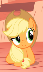 Size: 442x741 | Tagged: safe, screencap, character:applejack, species:earth pony, species:pony, episode:look before you sleep, g4, my little pony: friendship is magic, cropped, cute, female, golden oaks library, jackabetes, mare, prone, smug, solo