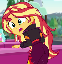 Size: 764x790 | Tagged: safe, screencap, character:paisley, character:sunset shimmer, equestria girls:sunset's backstage pass, g4, my little pony:equestria girls, ass, bunset shimmer, butt, cropped, female, fry lilac
