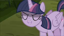 Size: 1669x940 | Tagged: safe, screencap, character:mean twilight sparkle, episode:the mean 6, g4, my little pony: friendship is magic, cropped, evil grin, eyes closed, grin, sinister, smiling, solo