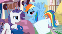 Size: 851x469 | Tagged: safe, screencap, character:rainbow dash, character:rarity, character:spike, episode:just for sidekicks, g4, my little pony: friendship is magic, dreamworks face, measuring cup, well