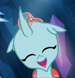 Size: 592x616 | Tagged: safe, screencap, character:ocellus, species:changedling, species:changeling, species:reformed changeling, episode:uprooted, g4, my little pony: friendship is magic, cropped, cute, cuteling, diaocelles, eyes closed, happy, open mouth, smiling, solo