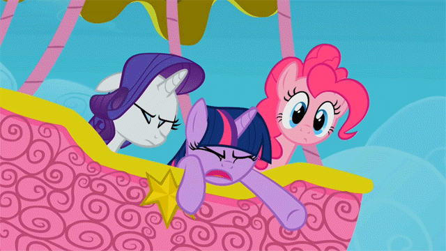 Size: 640x360 | Tagged: safe, screencap, character:pinkie pie, character:rarity, character:twilight sparkle, species:earth pony, species:pony, species:unicorn, episode:the return of harmony, g4, my little pony: friendship is magic, animated, eyeroll, facehoof, faec, female, frown, gritted teeth, head tilt, hot air balloon, mare, reaction image, twinkling balloon