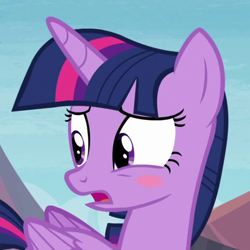 Size: 590x590 | Tagged: safe, screencap, character:twilight sparkle, character:twilight sparkle (alicorn), species:alicorn, species:pony, episode:trade ya, g4, my little pony: friendship is magic, beautiful, blushing, cropped, female, mare, solo