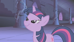 Size: 853x480 | Tagged: safe, screencap, character:twilight sparkle, character:twilight sparkle (unicorn), species:pony, species:unicorn, episode:friendship is magic, g4, my little pony: friendship is magic, castle of the royal pony sisters, female, lidded eyes, mare, out of context, solo