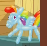 Size: 159x154 | Tagged: safe, screencap, character:rainbow dash, episode:just for sidekicks, g4, my little pony: friendship is magic, balloon, balloon animal, balloon rainbow dash