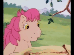 Size: 640x480 | Tagged: safe, screencap, character:patch (g1), character:sweetheart, species:earth pony, species:pony, episode:who's responsible?, g1, my little pony tales, animated, binoculars, clothing, female, hat, sound, spying, webm