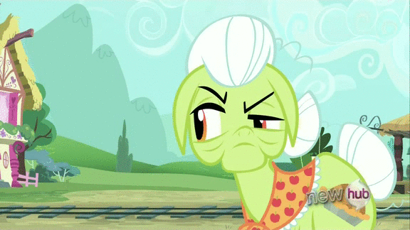 Size: 576x324 | Tagged: safe, screencap, character:granny smith, episode:just for sidekicks, g4, my little pony: friendship is magic, animated, hub logo