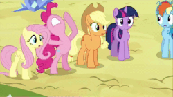 Size: 1920x1080 | Tagged: safe, screencap, character:applejack, character:chickadee, character:fluttershy, character:ms. peachbottom, character:pinkie pie, character:rainbow dash, character:shining armor, character:twilight sparkle, character:twilight sparkle (unicorn), species:earth pony, species:pegasus, species:pony, species:unicorn, episode:games ponies play, g4, my little pony: friendship is magic, animated, big no, crystal empire, female, hyperventilating, male, mare, messy mane, no, nose in the air, panic, power slide, sound, stallion, webm, yes, zoom in, zoom out