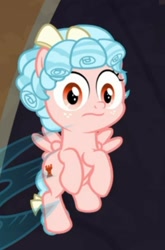 Size: 717x1089 | Tagged: safe, screencap, character:cozy glow, character:queen chrysalis, species:pegasus, species:pony, episode:frenemies, g4, my little pony: friendship is magic, cozybetes, cropped, cute, floating, offscreen character, solo focus