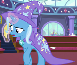Size: 714x600 | Tagged: safe, screencap, character:trixie, episode:a matter of principals, g4, my little pony: friendship is magic, banana, bananaphone, cropped, food, school of friendship, solo