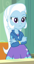 Size: 267x493 | Tagged: safe, screencap, character:trixie, episode:a little birdie told me, g4, my little pony:equestria girls, arms folded, cropped, solo