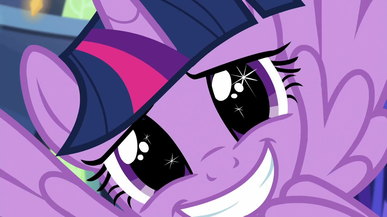 Size: 1280x720 | Tagged: safe, screencap, character:twilight sparkle, character:twilight sparkle (alicorn), species:alicorn, species:pony, episode:made in manehattan, g4, my little pony: friendship is magic, animated, cute, female, flapping, gif, looking at you, mare, smiling, starry eyes, twiabetes, wingding eyes
