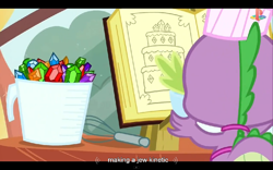Size: 1024x640 | Tagged: safe, screencap, character:spike, episode:just for sidekicks, g4, my little pony: friendship is magic, youtube caption