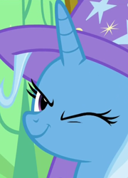 Size: 536x744 | Tagged: safe, screencap, character:trixie, episode:no second prances, g4, my little pony: friendship is magic, cropped, one eye closed, solo, wink