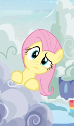Size: 313x533 | Tagged: safe, screencap, character:fluttershy, species:pegasus, species:pony, episode:flutter brutter, g4, my little pony: friendship is magic, cropped, cute, female, head tilt, mare, peeking, shyabetes, solo