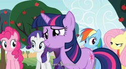 Size: 1599x871 | Tagged: safe, screencap, character:fluttershy, character:pinkie pie, character:rainbow dash, character:rarity, character:twilight sparkle, bedroom eyes, youtube caption, youtube link