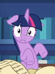 Size: 418x563 | Tagged: safe, screencap, character:twilight sparkle, character:twilight sparkle (alicorn), species:alicorn, species:pony, episode:celestial advice, g4, my little pony: friendship is magic, cropped, floppy ears, looking at you, scroll, solo, worried