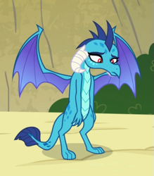 Size: 547x625 | Tagged: safe, screencap, character:princess ember, species:dragon, episode:triple threat, g4, my little pony: friendship is magic, cropped, dragoness, female, sad, solo, spread wings, wings