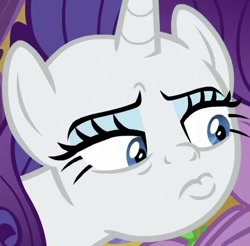 Size: 452x444 | Tagged: safe, screencap, character:rarity, character:spike, species:dragon, species:pony, species:unicorn, episode:dragon dropped, g4, my little pony: friendship is magic, cropped, face, lidded eyes, pouty lips, solo focus