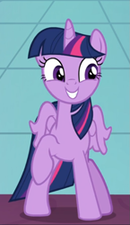 Size: 421x728 | Tagged: safe, screencap, character:twilight sparkle, character:twilight sparkle (alicorn), species:alicorn, species:pony, episode:school daze, g4, my little pony: friendship is magic, cropped, cute, happy, smiling, solo, twiabetes, wings