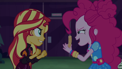 Size: 1920x1080 | Tagged: safe, screencap, character:pinkie pie, character:sunset shimmer, equestria girls:sunset's backstage pass, g4, my little pony:equestria girls, churros, food