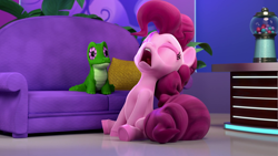 Size: 1920x1080 | Tagged: safe, screencap, character:gummy, character:pinkie pie, 3d, hello pinkie pie, sad