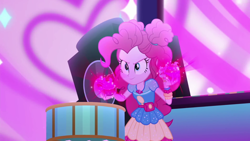 Size: 1600x900 | Tagged: safe, screencap, character:pinkie pie, equestria girls:sunset's backstage pass, g4, my little pony:equestria girls, drums, geode of sugar bombs, magical geodes, music festival outfit, musical instrument, solo
