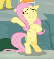 Size: 386x425 | Tagged: safe, screencap, character:angel bunny, character:fluttershy, species:pegasus, species:pony, episode:she talks to angel, g4, my little pony: friendship is magic, body swap, cropped, exhausted, eyes closed, female, floppy ears, mare, solo