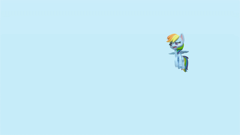 Size: 800x450 | Tagged: safe, screencap, character:rainbow dash, species:pegasus, species:pony, g4.5, my little pony: stop motion short, my little pony:pony life, animated, eyes closed, falling down, flying, gif, grass, pillow, pillow fight (short), solo, stop motion, tree, wings, yawn