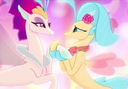 Size: 767x537 | Tagged: safe, screencap, character:princess skystar, character:queen novo, species:seapony (g4), my little pony: the movie (2017), female, mother and child, mother and daughter, one small thing, out of context