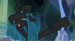 Size: 496x276 | Tagged: safe, screencap, character:ocellus, character:queen chrysalis, species:changedling, species:changeling, episode:what lies beneath, g4, my little pony: friendship is magic, changeling queen, crying, disguise, disguised changeling, female, picture for breezies, solo, upset, youtube